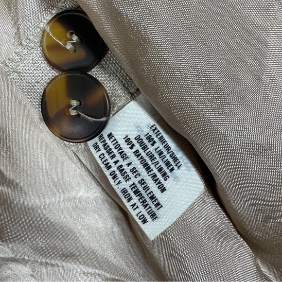 Vintage Daniel Hechter Beige Linen Blend Zip Jacket Size 10  Contemporary Luxury - Picture 10 of 16